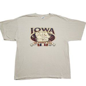 Vintage 90s Iowa The Hawkeye State Tan T-shirt Size XL